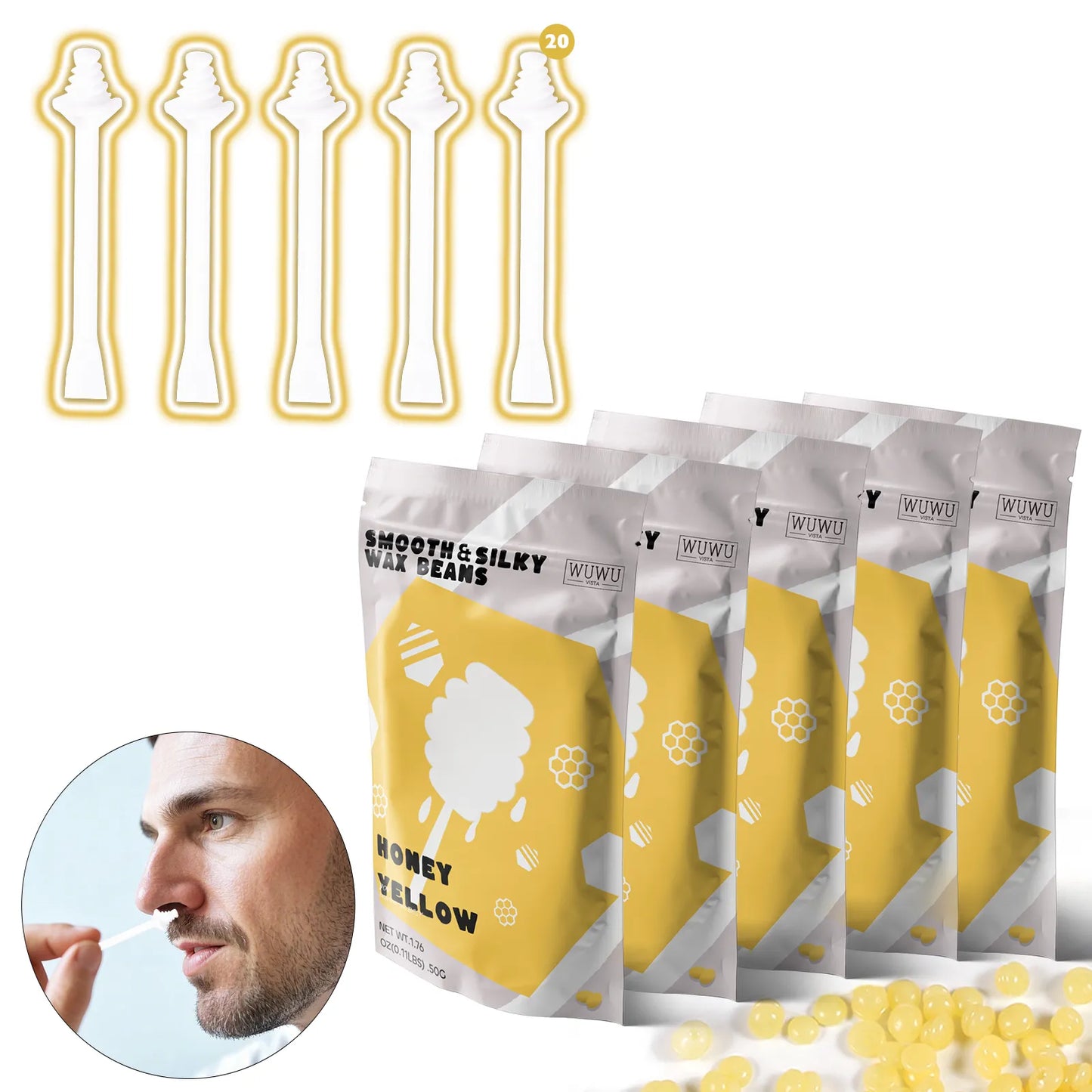 Wax Beads & Nose Stikcs Kit for Waxing Hair Removal